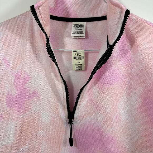 PINK Victoria's Secret Tie Dye Quarter Zip Pullover Knit Sweater Small NWT - Picture 12 of 14